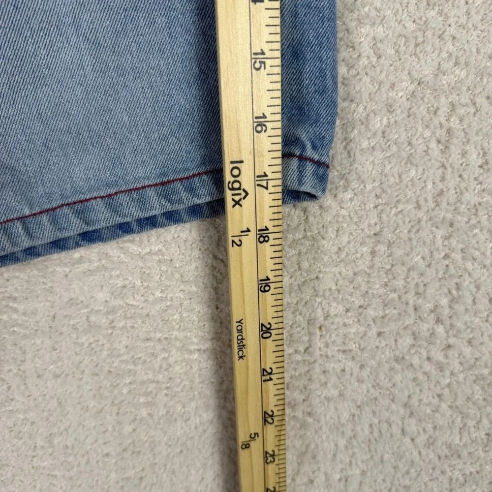 Street Property Denim Shorts Size‎ 8 Light Wash Red Stitching Patches